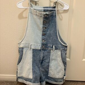 Celebrity Pink Two-Tone Denim Romper